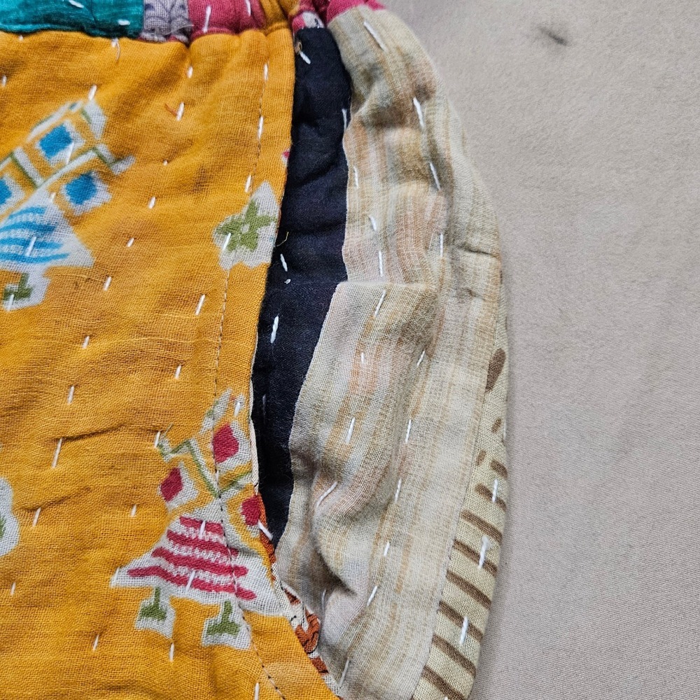Kantha Wide Leg S/M Pants Boho Sustainable Hippie Bohemian Artsy Funky - Picture 9 of 13